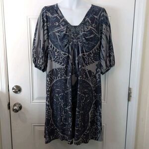 (3/$20) Cato blue floral print 3/4 sleeve dress